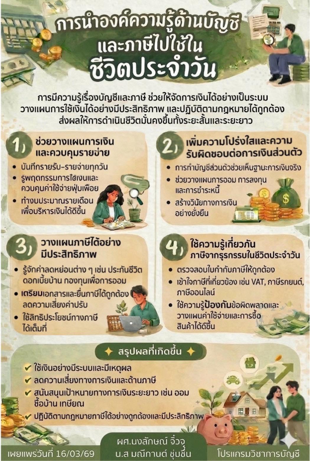 การนำความรู้ด้านบัญชีและภาษีไปใช้ในชีวิตประจำวัน